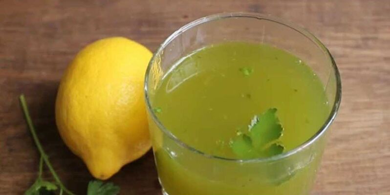 lemon cocktail uban sa parsley alang sa gibug-aton sa pagkawala